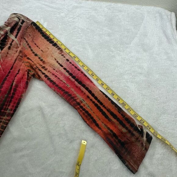 Chicos XL Open Front Lightweight Layering Sweater Red Orange TieDye Hippie Artsy - Picture 6 of 8